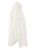 Brunello Cucinelli Cotton Organza Shirt With Dazzling Magnolia Embroidery