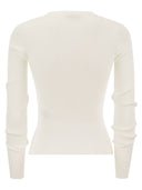 Elisabetta Franchi Long Sleeved Ribbed Viscose Top With Necklace