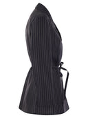 Brunello Cucinelli Sparkling Stripe Cotton Gauze Jacket With Belt And Necklace