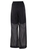 Brunello Cucinelli Sparkling Stripe Cotton Gauze Loose Trousers