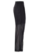 Brunello Cucinelli Sparkling Stripe Cotton Gauze Loose Trousers