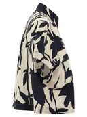 Brunello Cucinelli Ramage Print Cotton Poplin Shirt With Jewellery