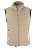 Brunello Cucinelli Sleeveless Down Jacket In Membraned Nylon With Monile