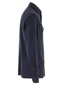 Brunello Cucinelli Garment Dyed Twill Easy Fit Shirt With Press Studs