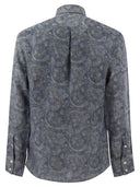 Brunello Cucinelli Paisley Linen Slim Fit Shirt