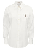 Brunello Cucinelli Stretch Cotton Poplin Shirt With 'Shiny Tab'
