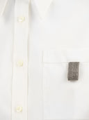 Brunello Cucinelli Stretch Cotton Poplin Shirt With 'Shiny Tab'