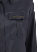 Brunello Cucinelli Stretch Silk Satin Shirt With Shiny Pockets