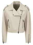 Brunello Cucinelli Nappa Leather Biker With Shiny Details