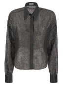 Brunello Cucinelli Silk Dazzling Net Embroidery Shirt