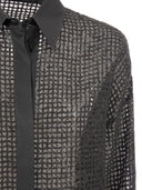 Brunello Cucinelli Silk Dazzling Net Embroidery Shirt