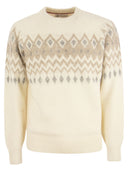 Brunello Cucinelli Icelandic Jacquard Buttoned Sweater In Alpaca, Cotton And Wool