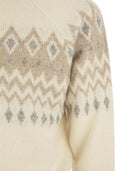 Brunello Cucinelli Icelandic Jacquard Buttoned Sweater In Alpaca, Cotton And Wool