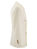 Brunello Cucinelli Twisted Linen Deconstructed Jacket With Patch Pockets