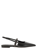 Brunello Cucinelli Open Flats In Soft Nappa With Monile