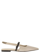 Brunello Cucinelli Soft Nappa Open Flats With Precious Strap
