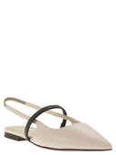 Brunello Cucinelli Soft Nappa Open Flats With Precious Strap