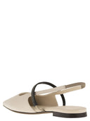 Brunello Cucinelli Soft Nappa Open Flats With Precious Strap