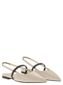 Brunello Cucinelli Soft Nappa Open Flats With Precious Strap