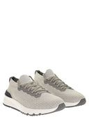 Brunello Cucinelli Runners In Cotton Knit And Semi Glossy Calf Leather