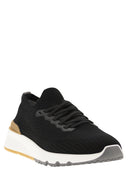 Brunello Cucinelli Runners In Cotton Knit And Semi Glossy Calf Leather