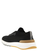 Brunello Cucinelli Runners In Cotton Knit And Semi Glossy Calf Leather