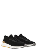 Brunello Cucinelli Runners In Cotton Knit And Semi Glossy Calf Leather