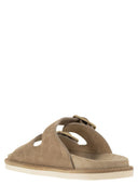 Brunello Cucinelli Urban Slides In Washed Suede