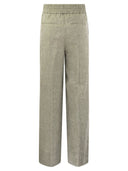 PESERICO Pantalones de ajuste suelto en lienzo de lino puro liviano