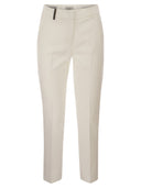 Pantalones de cigarrillo de gabardina de algodón de algodón estirado