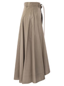 Peserico Long Skirt In Lightweight Stretch Cotton Satin