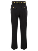 Elisabetta Franchi Stretch Crepe Trousers With Foulard Belt