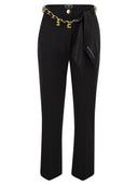 Elisabetta Franchi Stretch Crepe Trousers With Foulard Belt