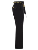 Elisabetta Franchi Stretch Crepe Trousers With Foulard Belt