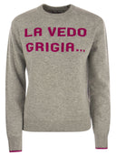 MC2 Saint Barth Wool e Cashmere Blend Jumper con il VEDO Grigia ricami