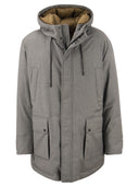 Peserico Long Down Jacket In Soft Technical Pure Wool Flannel