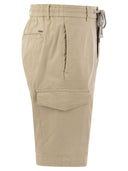 Peserico Lightweight Cotton Lyocell Canvas Jogger Bermuda Shorts