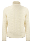 Peserico Wool And Cashmere Cable Knit Turtleneck Sweater