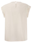 Peserico Top in Precious Silk Crepe de Chine con bordados acuosos