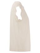 Peserico Top in Precious Silk Crepe de Chine con bordados acuosos