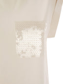 Peserico Top in Precious Silk Crepe de Chine con bordados acuosos