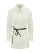 Peserico White Shirt With Leather Belt