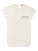 Peserico Crepe De Chine Top With Sequin Pocket