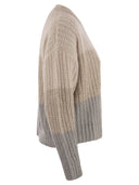 Peserico suri alpacaブレンドブロックカラーカーディガンとスパンコール