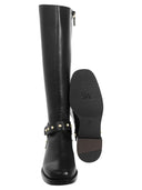 Stuart Weitzman Pearl Moto Leather Boot With Pearls