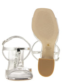 Stuart Weitzman Flareblock Mirrored Leather T Sandal