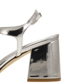 Stuart Weitzman Flareblock Mirrored Leather T Sandal