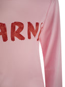 Marni Long Sleeved Cotton T Shirt With Marni Lettering