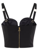 Elisabetta Franchi Stretch Crepe Bustier Top With Enamelled Logo Plaque