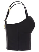Elisabetta Franchi Stretch Crepe Bustier Top With Enamelled Logo Plaque
